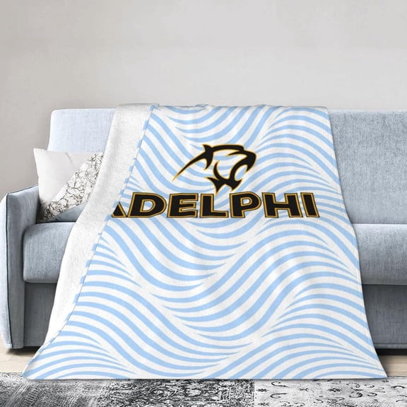 Adelphi University Logo Fleece Blanket, Very Soft Microfiber Flannel Blanket for Couch Warm and Cozy for All Seasons, Black