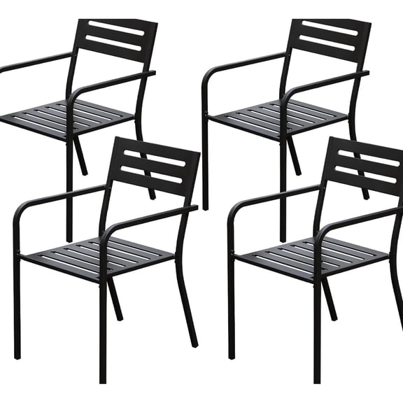Garden Chairs Set of 4 / Space-Saving Stackable Design / Water & Rust Proof