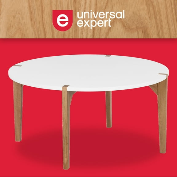 Universal Expert Abacus Round Coffee Table Modern Oak and White