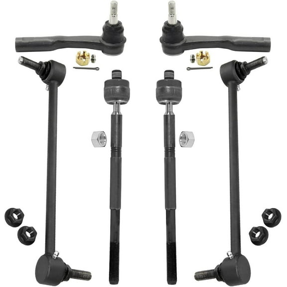 Detroit Axle - Front Tie Rods Sway Bars for 2013 2014 Chevy Malibu 2016 Chevrolet Malibu Limited 4 Inner & Outer Tie Rod Ends 2 Sway Bar Links Replacement