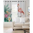thumbnail image 2 of Pink Flamingo Kitchen Curtains Watercolor Summer Botanical Floral Cafe Short Curtains for Bathroom Blackout Window Curtain Grommet Small Window Treatment Tier Drapes for Bedroom Living Room 42"x45"x2, 2 of 9