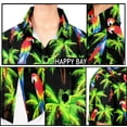 thumbnail image 4 of LA LEELA Hawaiian Shirts Womens Summer Button Down Beach Party Blouses Shirt Collared Blouse Short Sleeve Vacation Button up Tee Shirts for Women L Parrot Palm, Black, 4 of 5