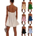 thumbnail image 5 of Femmes Lâches Bretelles Spaghetti Robe Strass Découpe Cocktail Partie Mini A-line Robes, 5 of 5