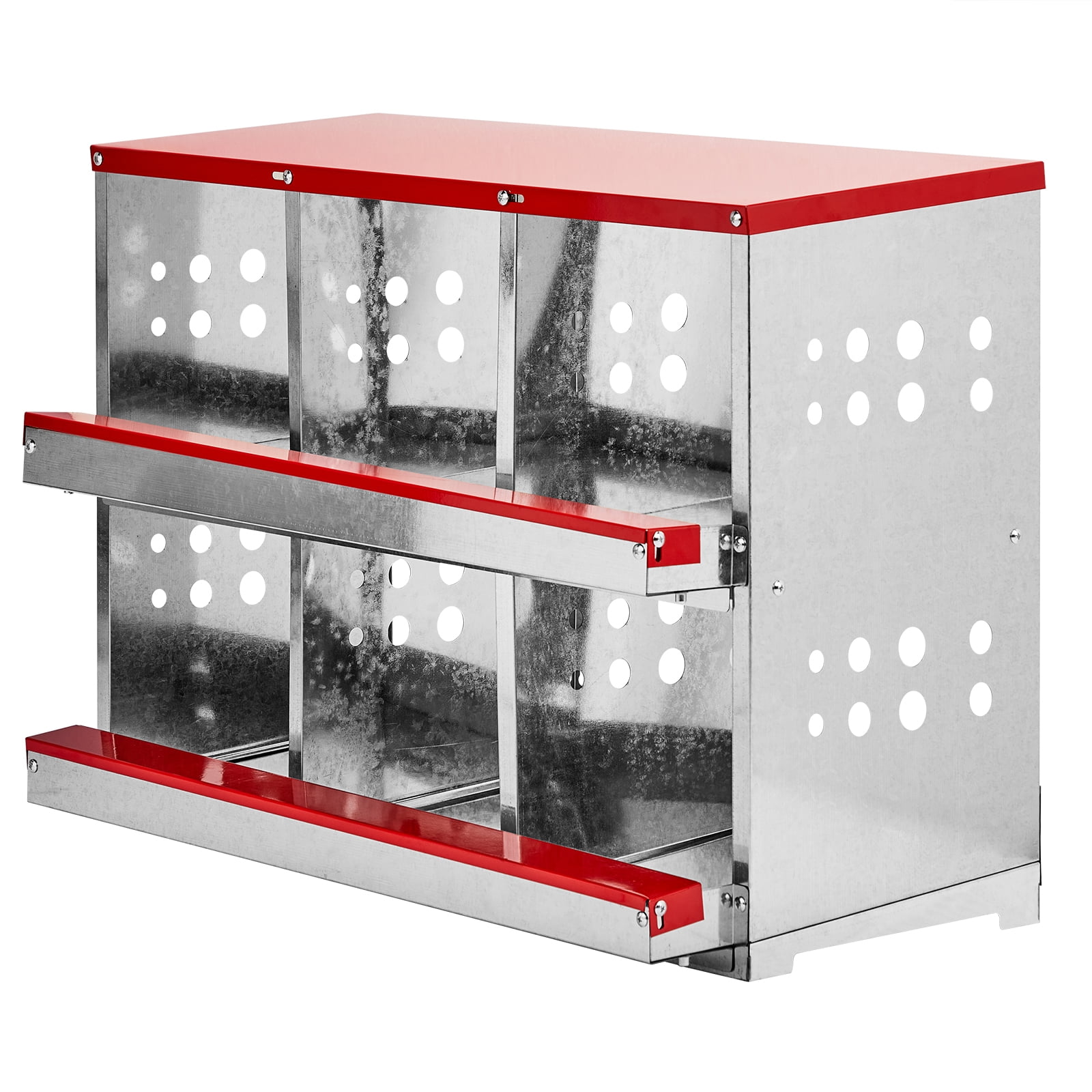 Chicken Nesting Box with Basket, 6 Compartment Roll Out Egg Nest Box Chicken Laying Box Hens Chicken Coop Box