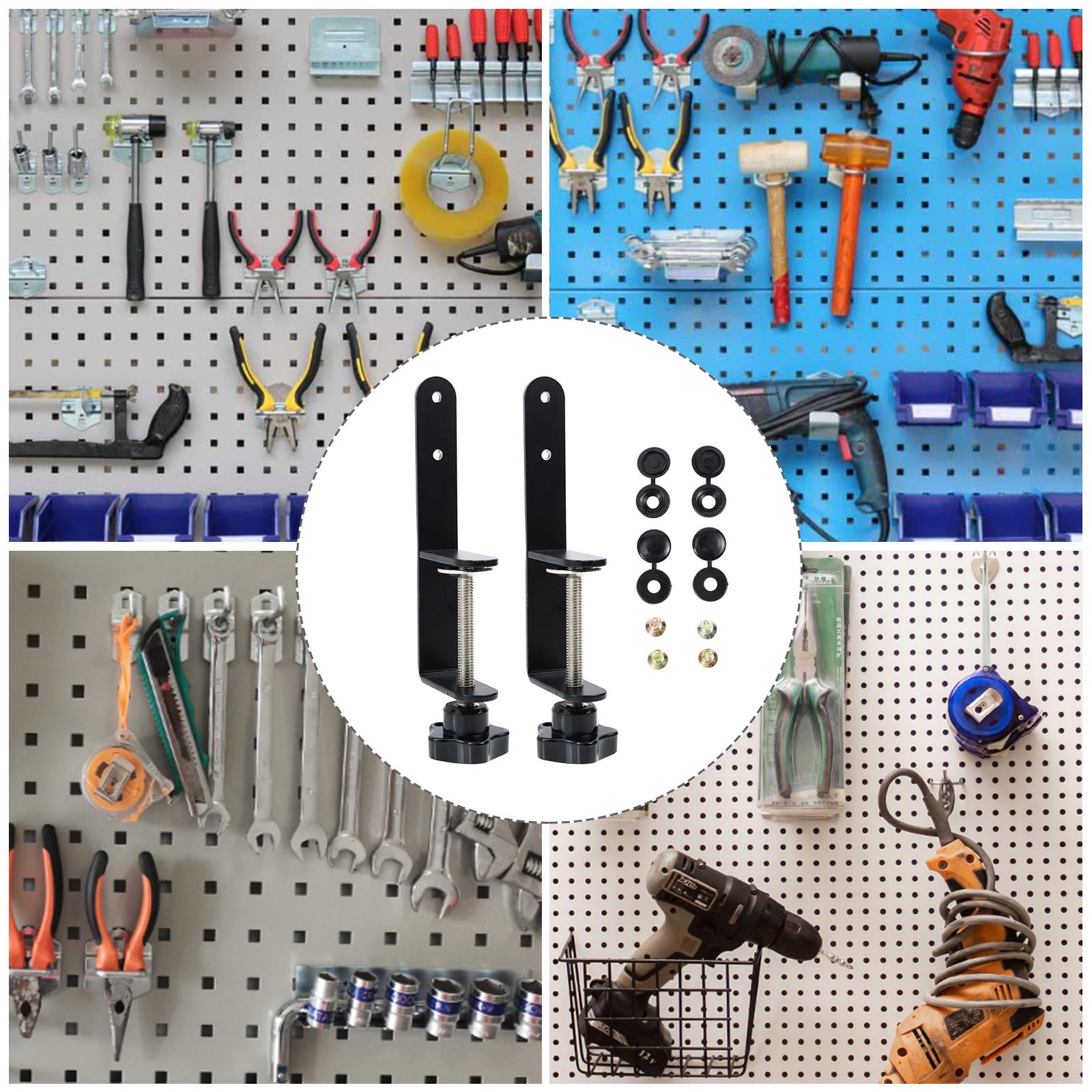 Pyramidti Perfboard Mounting Clips Pegboard Tool Holder Steel Pegboard Installing Tool Shelf Clothing Black 17x5.2cm