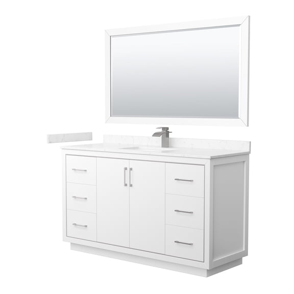 Wyndham Collection WCF111160SWHC2UNSM58 Icon 60" Free Standing Single Basin Vanity Set -