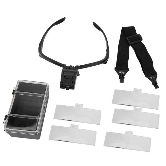 Lupa tipo diadema con 5 lentes LED para uso en tatuajes y extensiones de pestañas