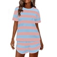 thumbnail image 2 of ylioge Womens 2 Piece Pajama Sets Short Sleeve Sleep Tops and Shorts Casual Stripe Printed Comfortable Loungewear Homewear Pajamas Outfits Set, 2 of 8