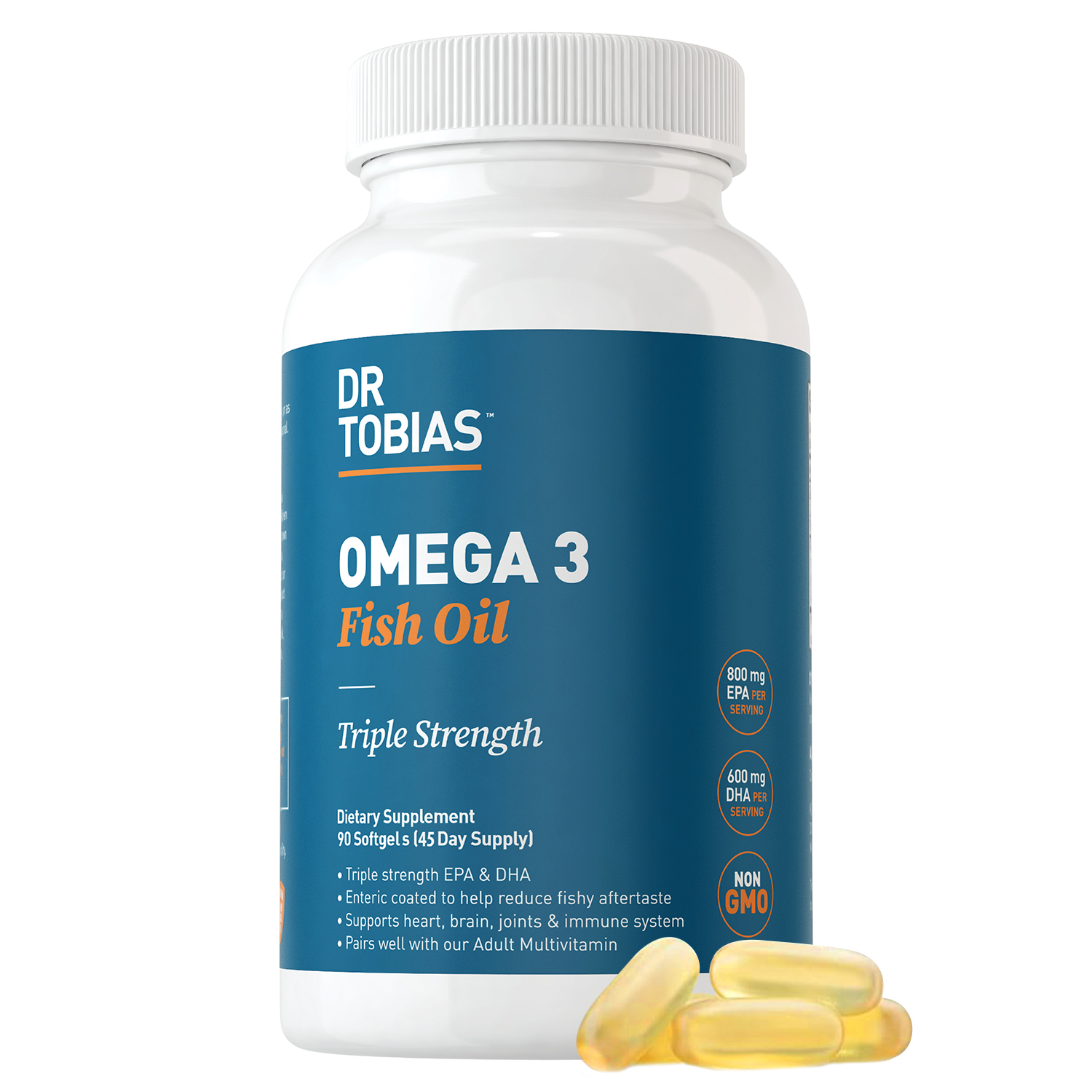 Dr. Tobias Omega 3 Fish Oil, 800 mg EPA 600 mg DHA Omega 3 Supplement
