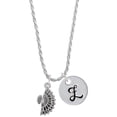 thumbnail image 1 of Delight Jewelry Silvertone Fan with AB Crystal Silvertone Script Initial Disc - Z - Charm Necklace, 20"+3", 1 of 4