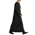 thumbnail image 3 of RXMEKW Long Sleeve Thobe for Men with Neck Zipper and Pocket, Arabic Style Casual Robe in Solid Color, 3 of 6