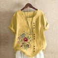 thumbnail image 1 of Aqestyerly T-Shirt d'Été à Manches Courtes pour Femme, Décontracté, à Imprimé Floral, Coupe Ample, Col Rond, Blouse Confortable, Haut Léger pour Tous les Jours HWRETIE, 1 of 4
