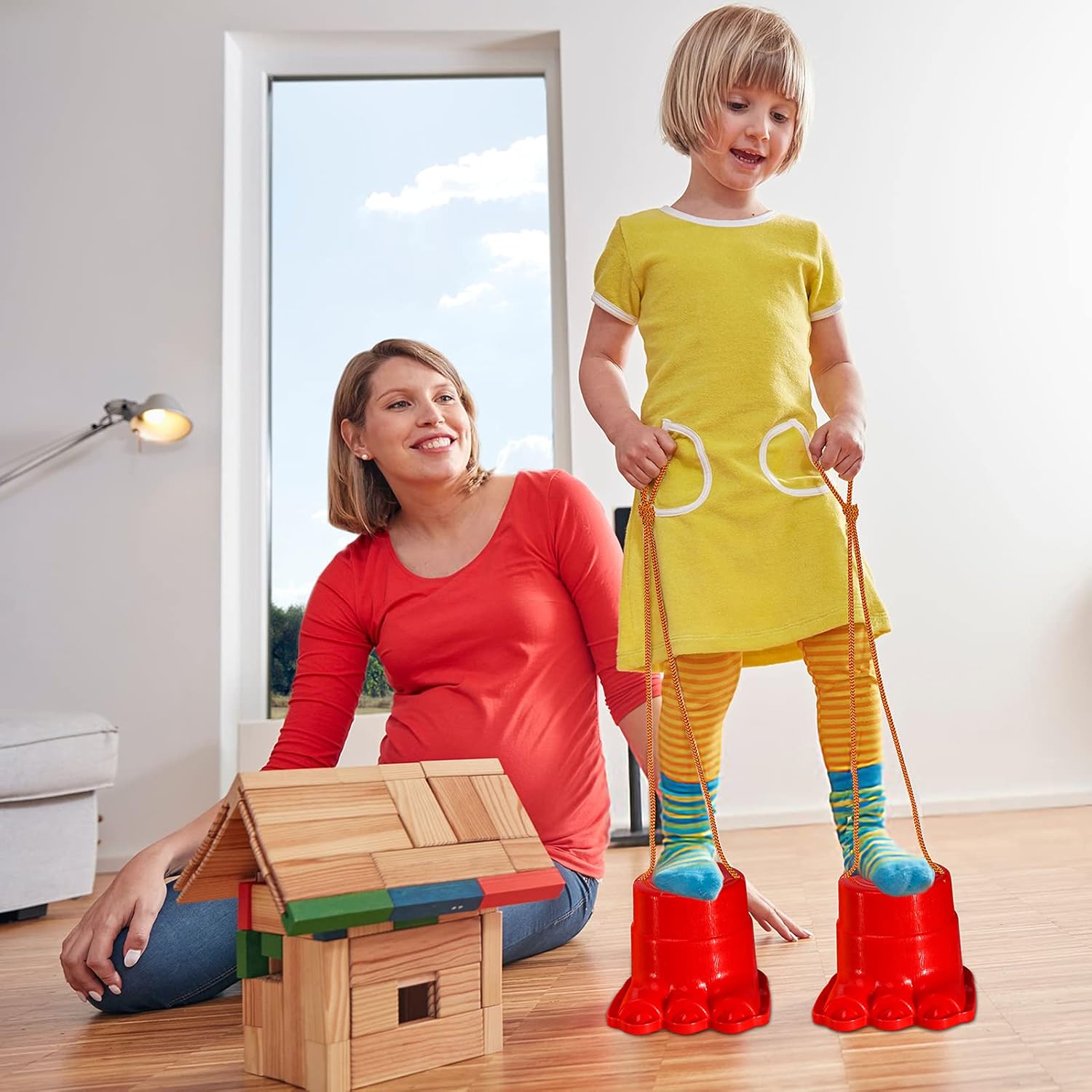 IROO Balancing Stilts for Kids, 4 Pairs Plastic Walking Stilts Children Mon : IROO Balancing Stilts for Kids - 4 Pairs (8 Stilts
