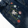 thumbnail image 4 of Kidscool Space Girls Floral Embroidered Ripped Washed Elastic Waist Jeans,Flower and Bowknot,11-12 Years, 4 of 6
