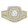 thumbnail image 3 of Dazzlingrock Collection 1.10 Carat (ctw) 14K Round White Diamond Ladies Bridal Halo Engagement Ring Set, Yellow Gold, Size 10, 3 of 4