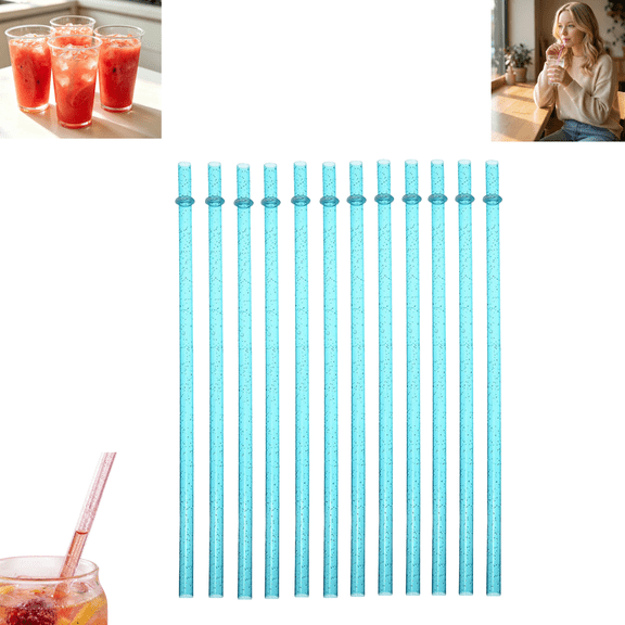 12PCs Reusable Plastic Drinking Straws Replacement Straw Accessories for Tumbler Cups Water Bottles Daily Drinks Use