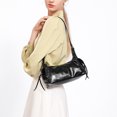 thumbnail image 5 of HUISZJ Shoulder Bag, Punk Style Shoulder Bag Clutch Handbag, PU Leather Top Handle Handbag for Travel Commute Work (Black), 5 of 9