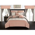 thumbnail image 1 of Chic Home - BCS06707-AN Emily 20 Piece Comforter Set Color Block Floral Embroidered Bag Bedding-Sheets Window Treatments Decorative Pillows Shams Incl, 1 of 2