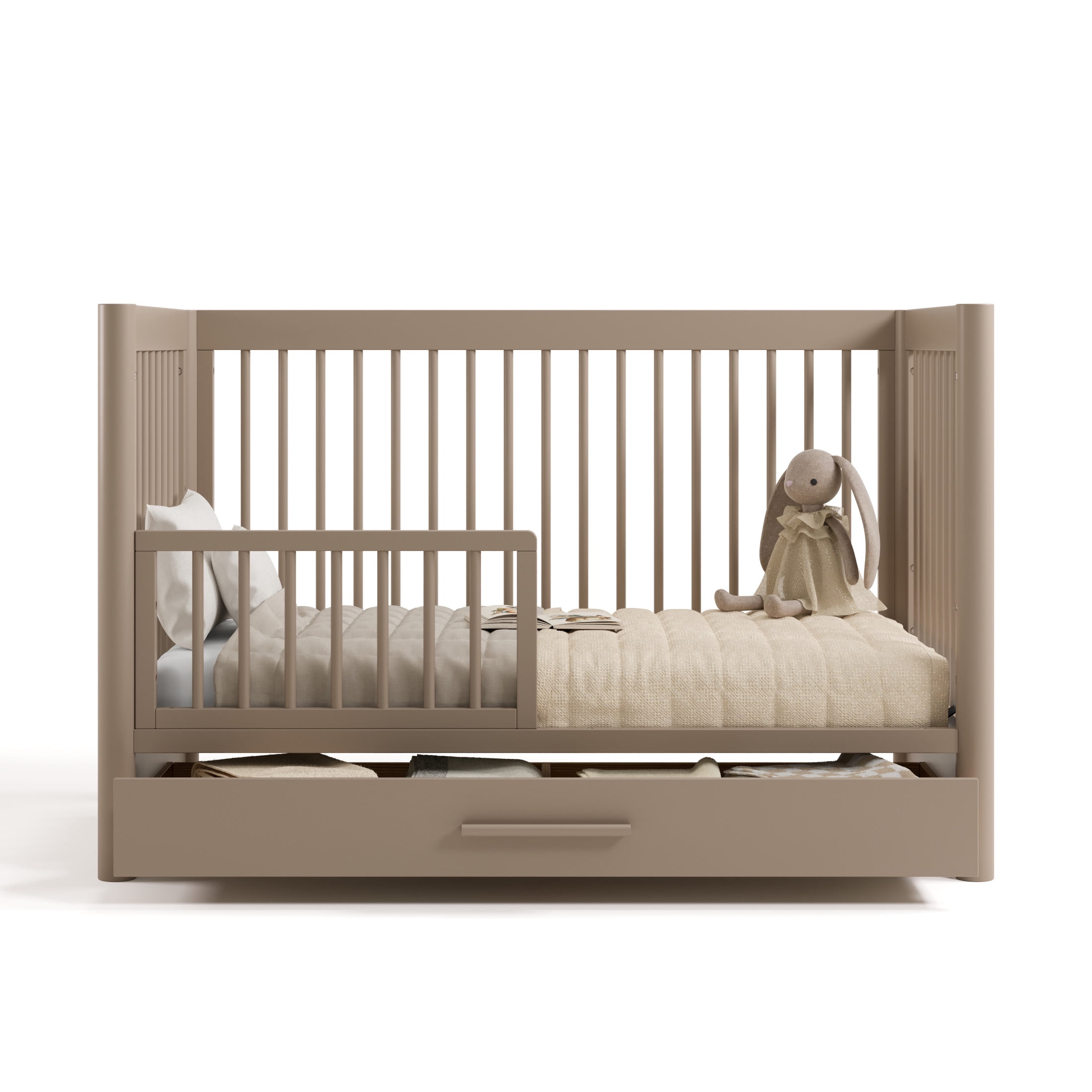 Art of Nursery by Storkcraft Malta 5-in-1 Convertible Crib with Drawer and Toddler Guardrail - Taupe