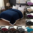 thumbnail image 6 of Plazatex Soft Plush Corduroy Sherpa Lined Oversized All Season Comfort for Bedroom or Lounging Blankets - Queen 90x90", Black, 6 of 19