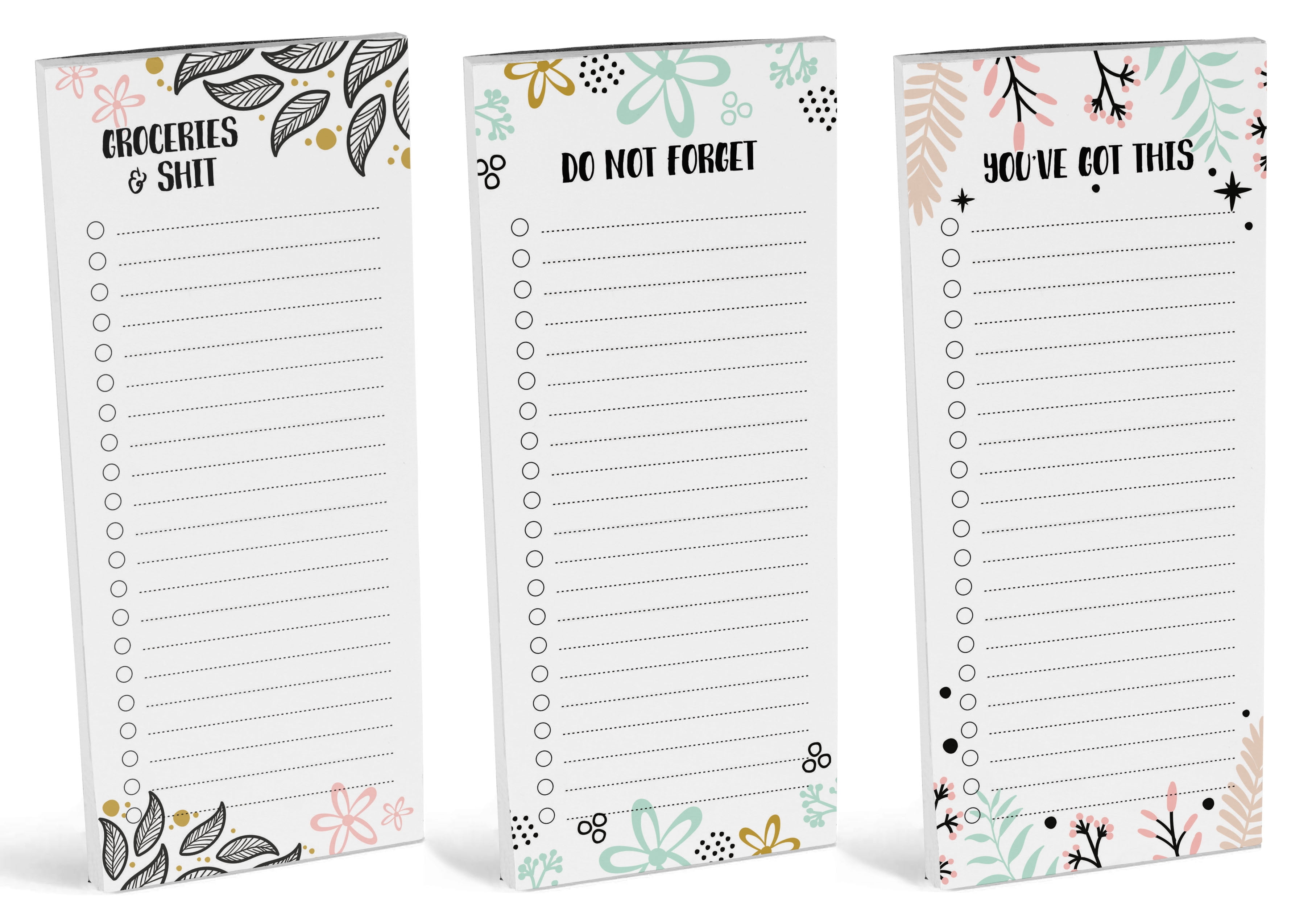 Inkdotpot Pack of 3 Magnetic Fridge To-Do List Notepads- Magnetic Memo Pads For Refrigerator-(50 Sheets Each)-1T