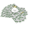 thumbnail image 2 of XMXT 6 Pcs Woven Placemats, White Fruit Leaves Pattern Stain Resistant Anti-Skid Placemat for Kitchen Table, 12 x 18 inches, 2 of 6