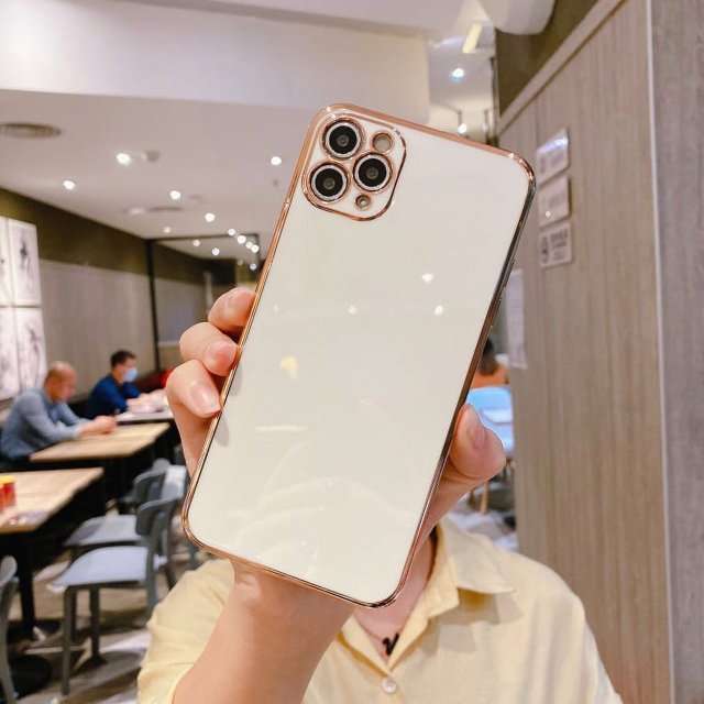 Luxury Gold Plated Electroplated Case for IPhone 11 12Pro Max 8 Plus XR XS Silicone Lens Protection 13 Pro Max 14 Cover