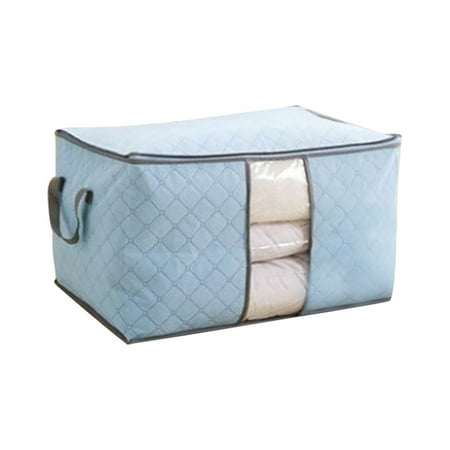 XIUH Deals Closet Organizers and Storage Clothing Storage Bag Quilt Blanket Sweater Container Organizer Non Woven Underbed Pouches Durable Closet Cabin Storage Box Sports Bra Organizer  Blue