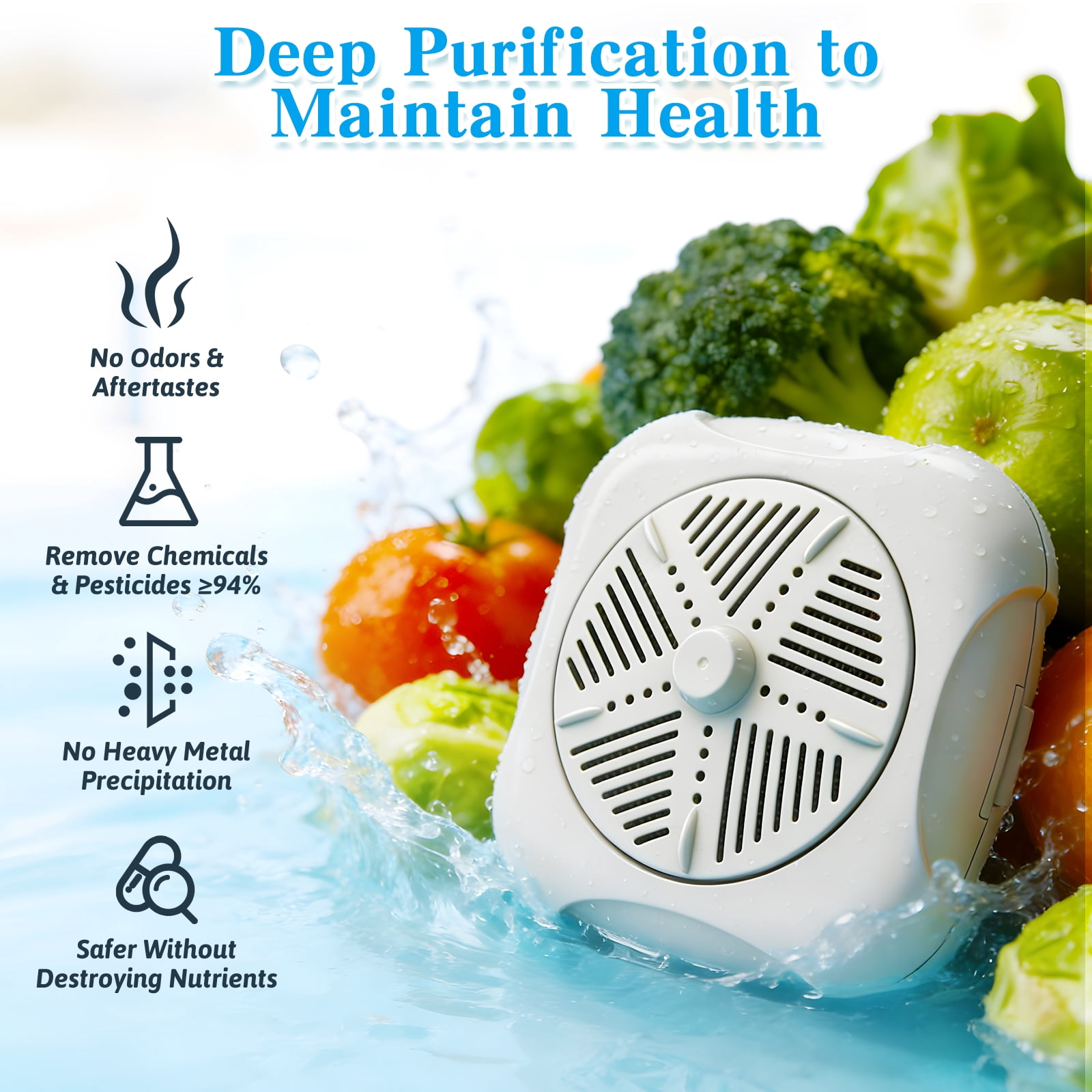 Fruit and Vegetable Washer, Produce Purifier Vegetable and Fruit Washing Machine, Enjoy Silent Cleaning: Spin-Free Ultrasonic  Veggie Washer, Efficient Cleaning of Residues (Plug-In Type)