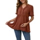 thumbnail image 2 of Blusas de Maternidad para Mujeres INSPIRE CHIC, con Volantes, Cuello en V, de Manga Corta, Camisetas Sueltas y Fluidas, Ropa Casual 2025, Marrón, Pequeña, 2 of 6