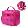 thumbnail image 3 of Portable Cosmetic Bag, Large Capacity Travel Makeup Bag, Rose Red Storage Handle Organizer For Women Girls With Handle and Divider, 3 of 7