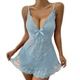 thumbnail image 1 of zuwimk Women Lingerie Lace V Neck Sleepwear Strap Chemise Light Blue,S, 1 of 5