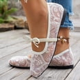 thumbnail image 4 of Rokment Women's Mesh Embroidered Ballet Flats Comfortable Walking Shoes Bowknot Square Closed Toe Ballerina Low Heel Bridal Lace Floral Bow Dress Slip on Loafers Summer Fall Casual White Size 6, 4 of 7