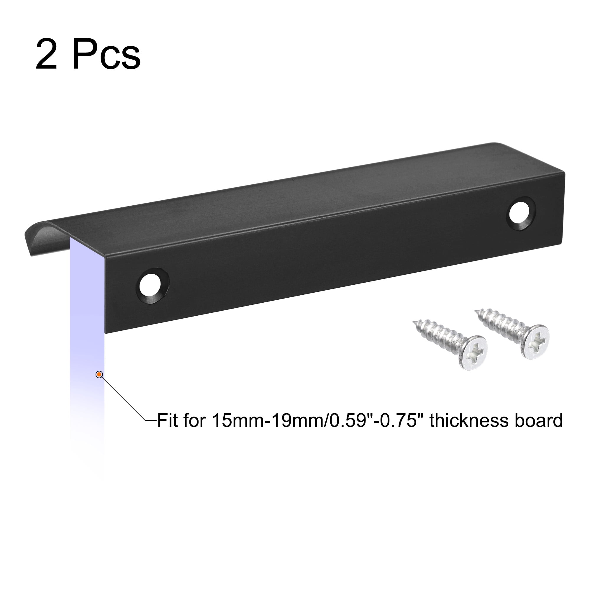 Lot De 2 Poignées De Tiroir Noir – Aluminium 300x32 Mm – Uxcell – Pour Meubles
