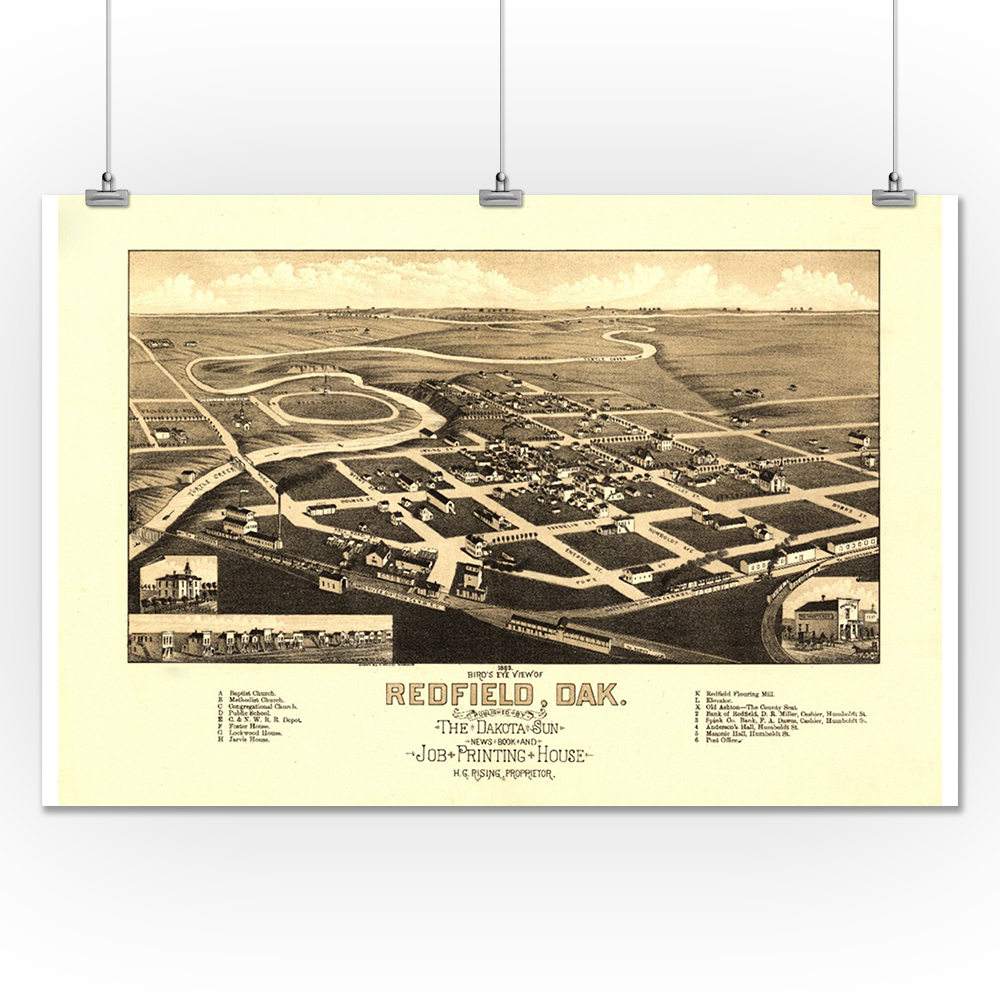 Redfield, South Dakota Panoramic Map (24x36 Giclee Gallery Print