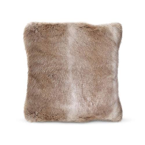 SARO LIFESTYLE Faux Fur Collection Fuzzy Poly Filled Throw Pillow, 18", Natural