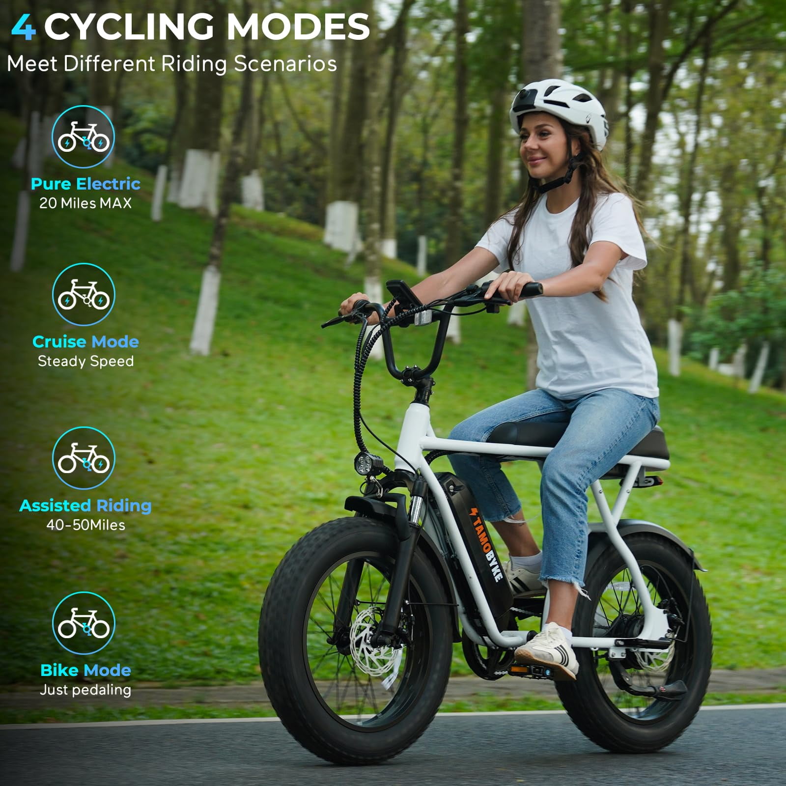 Tamobyke T63 Electric Bike for Adults,750W Motor,36V/13Ah Battery,20"x4.0" Fat Tire E-Mountain Bike,UL2849