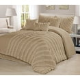 thumbnail image 1 of 7 Piece Hillary Bed in a Bag Ruffled Clearance bedding Comforter Set Fade Resistant, Wrinkle Free, No Ironing Necessary, Super Soft, All Sizes- Queen King Cal.KingSize (Cal.King, Taupe), 1 of 4