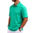 thumbnail image 4 of Qwertyu Men's Polo Shirts Short Sleeve Cotton 3 Buttons Golf Classic Fit Casual Performance T-Shirt Dark Green S, 4 of 8