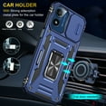 thumbnail image 4 of Rugged Case for Motorola Moto G Play 4G 2024, Sliding Lens Camera Cover Protection Ring Stand Compatible with Magnetic Car Mount Military Grade Shockproof Hybrid Case for Moto G Play 4G 2024, Navyblue, 4 of 7