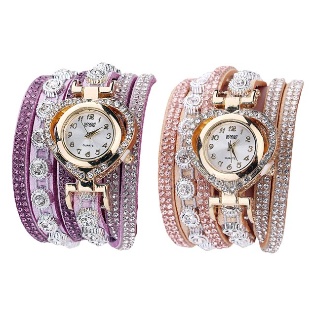 Reloj de pulsera de cristal para mujer jinwen 2x Reloj de pulsera de diamantes de imitación