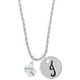 thumbnail image 1 of Delight Jewelry Silvertone Small 3-D White Present Box with Bow Silvertone Script Initial Disc - J - Charm Necklace, 20"+3", 1 of 4
