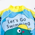 thumbnail image 6 of CUZIBR Toddler Swimsuit Boys Cartoon Dinosaur Printed Two Piece Swimwear Patchwork Short Sleeve Onesize Jumpsuit With Hat Outfits Popular Swimsuit,Yellow,9-10 Years, 6 of 9