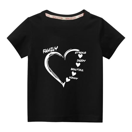 

Babysbule Toddler Kids Deals Valentine s Day Heart Print Boys Girls Fashion Cute Solid Color Round Neck Cotton Short Sleeve Top