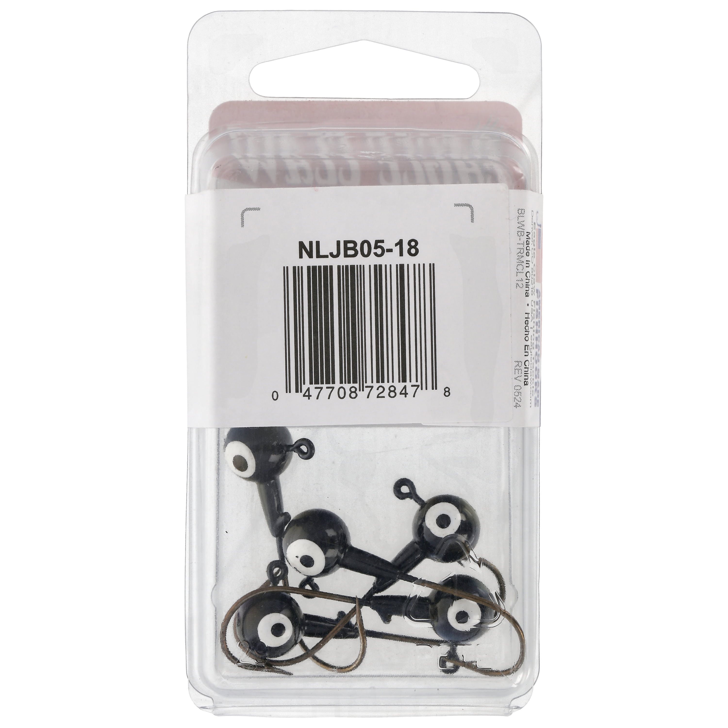Eagle Claw Tin Ball Head Jig - Double eye - 5 pack - 1/8 oz - Black
