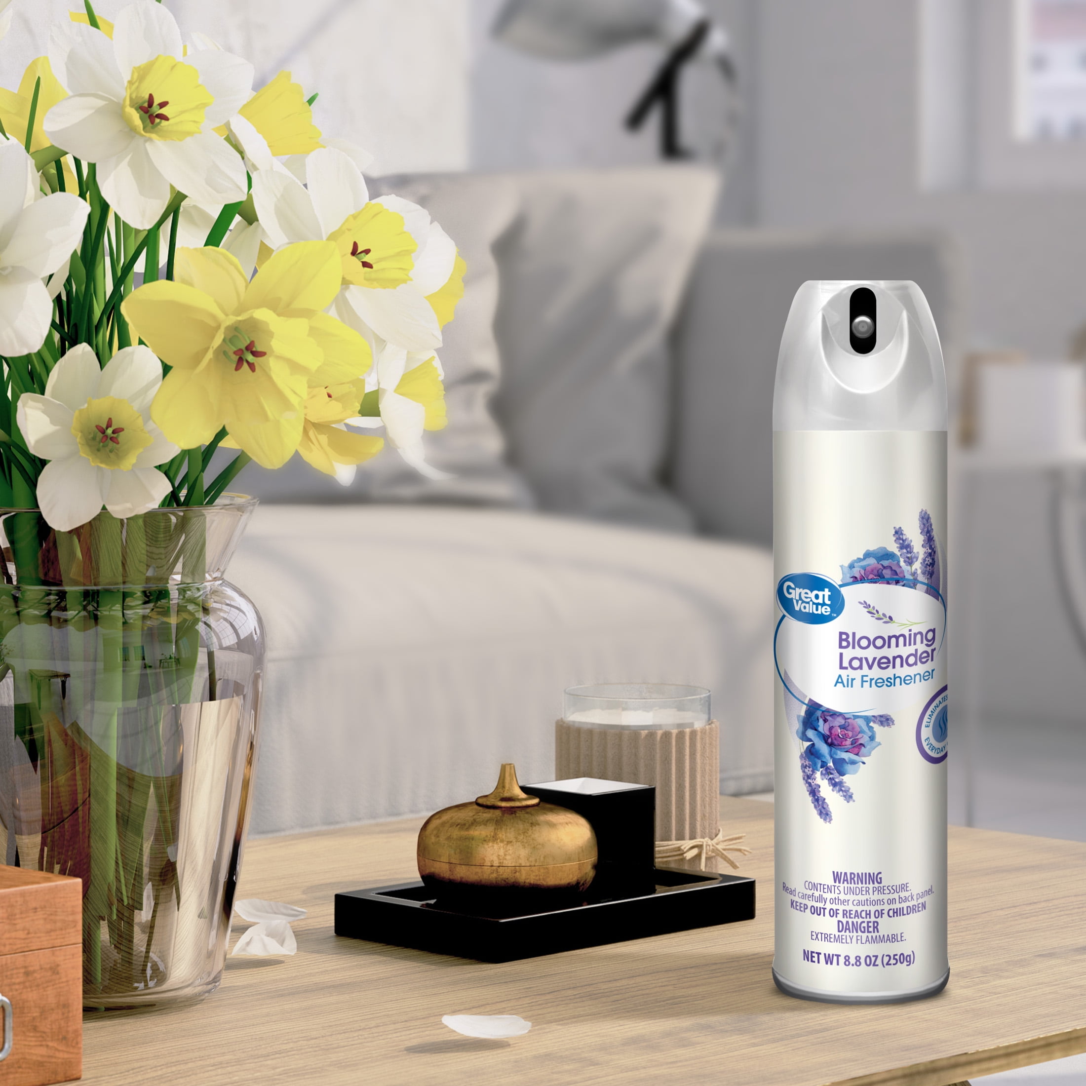 Great Value Manual Aerosol Odor Eliminator Air Freshener, Blooming Lavender, 1 Piece