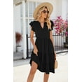 thumbnail image 2 of Womens Ruffle Summer Dress Short Sleeve V Neck Midi Dresses Fashion Casual Fit Flowy Tiered Boho Beach Vacation Sundress, 2 of 7