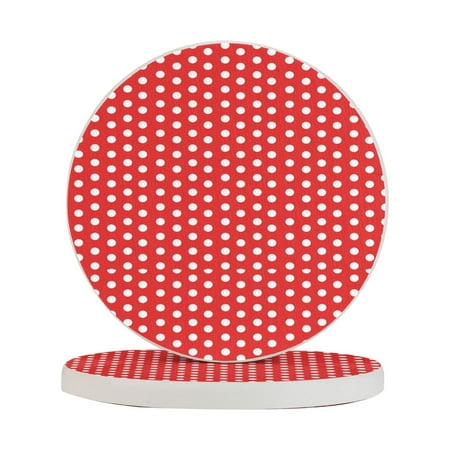 

Circular Drink Coasters Set Colorful Polkadot Polka Dot Red White Beautiful Home Decor Diatomite Heat-Resistant Diatomite Protect Table Countertop