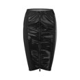 thumbnail image 5 of Shiny PU Leather High Waist Skirt Tight Pack Zipper Slit Skirt Elastic Skirt Slim Fit Women's Denim Skirts Winter Skirts for Women Tennis Skirt with Shorts Sequin Skirt Plaid Midi Skirts for Women, 5 of 6