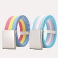thumbnail image 3 of 15in Rainbow Striped Belt Unisex Luxury Brand Design High Quality Slim Belt Fashion Casual Jeans Accessories, 3 of 7
